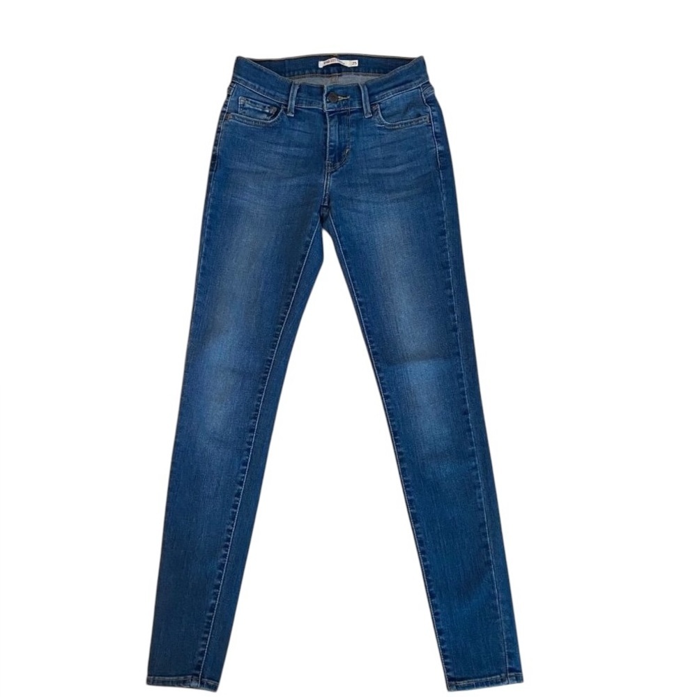 Levis Womens 710 Super Skinny Jeans mid rise Size 25 Blue Denim Stretch